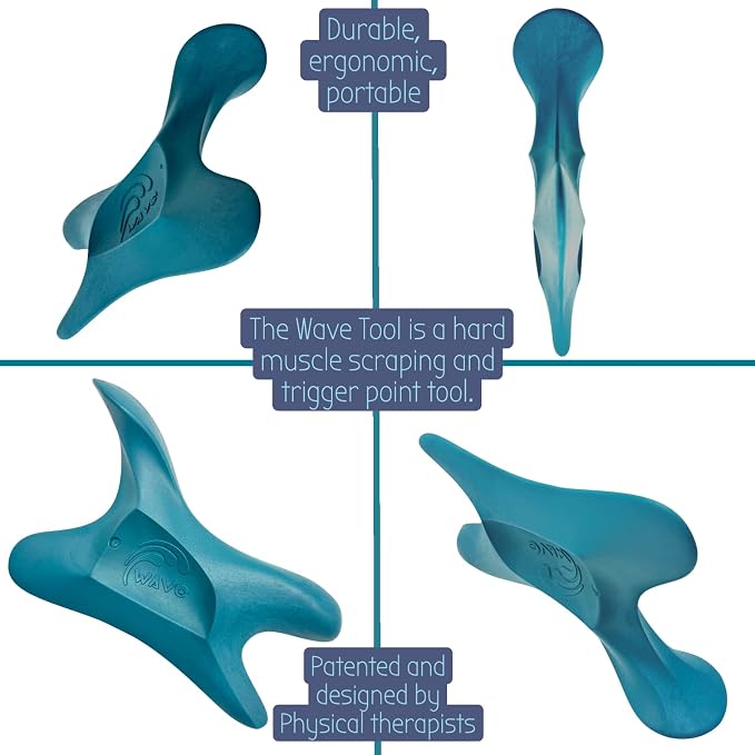 The Wave Tool Ultimate Soft Tissue Release Tool for Massage, Myofascial Release, Muscle Scraping, Generation 1 (Caribbean Blue)