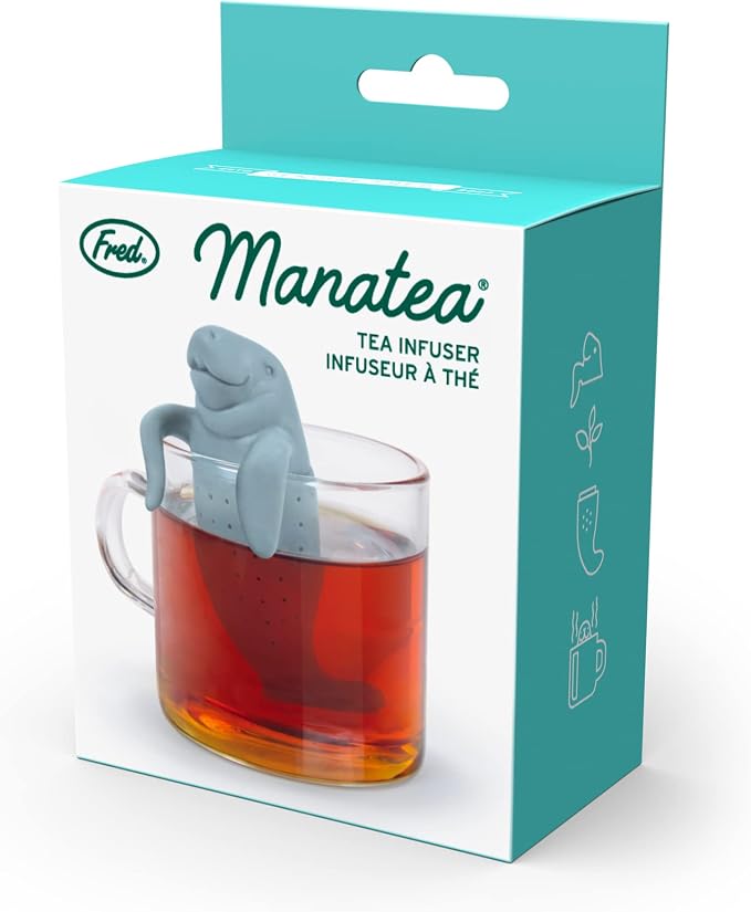 Genuine Fred, MANATEA, Manatee Reusable Silicone Tea Infuser, Blue, Fun Gift for Tea Lovers, Clever Kitchen Gadget