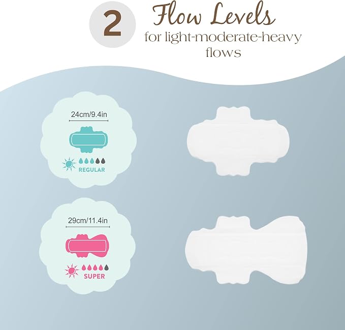 Maeve's Pads Ultra Thin Feminine Care, Maxi Sanitary Napkins with Wings for Regular, Super, Heavy Flow - 22 Count