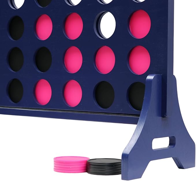 Tailgating Pros Premium Navy Giant Four in a Row with Carrying Case - Jumbo Oversized Outdoor Yard Game - Connect Multiple Pucks in a Row to Win - Many Puck Colors Available!