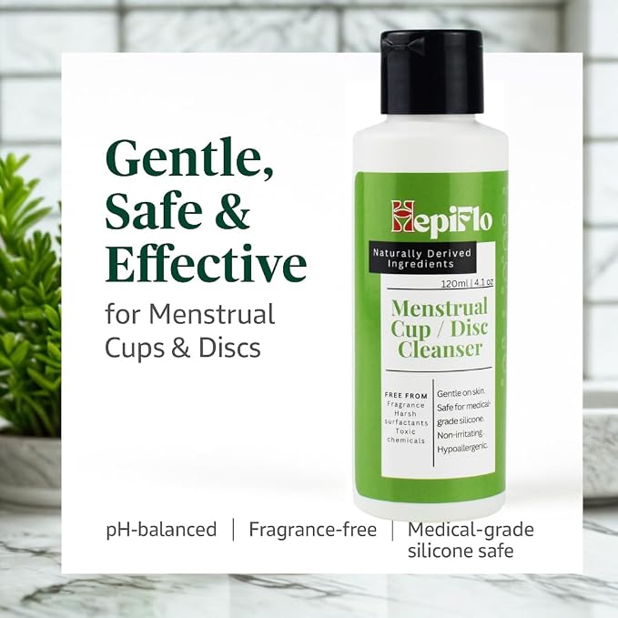 Menstrual Cup and Disc Cleanser Gel 120ml – Gentle pH-Balanced Wash for Reusable Period Products | Natural, Hypoallergenic, Fragrance-Free | Safe for Medical-Grade Silicone