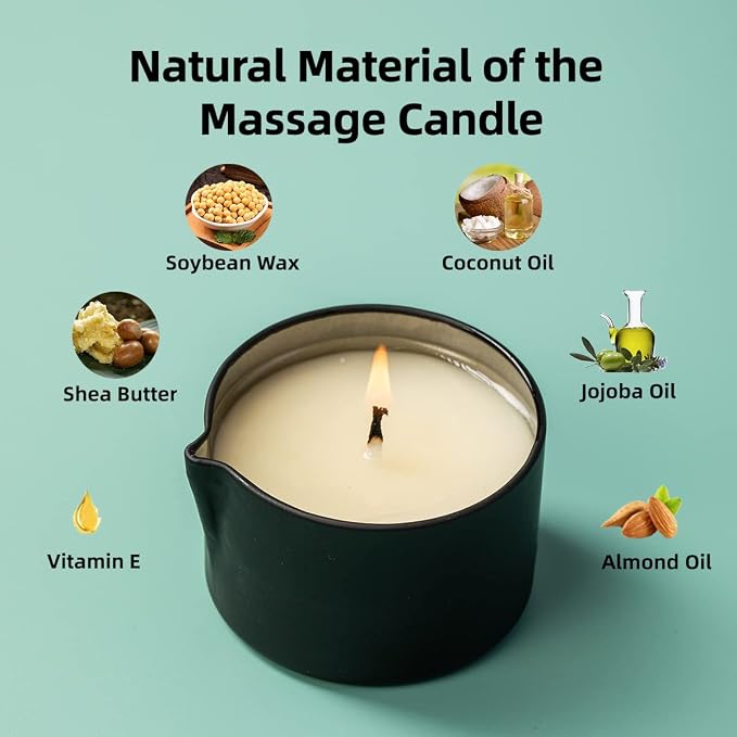 Organic Soybean Wax Massage Oil Candle, Blueberry Cake Scent | Essential Oil Infused, For Couples, Home Scented Candle for Relaxation, 2.35OZ