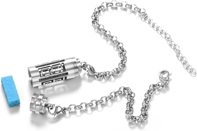 Essential Oil Bracelet,Essential Oil Diffuser Bracelet Stainless Steel Aromatherapy Locket Adjustable Diffuser Bracelet Unisex (Cover-A)