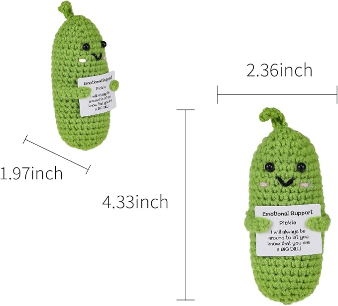 Encouragement Pickle Plush Toys Positive Crochet Animals Gifts Encouragement Birthday Gifts, Christmas Stocking Stuffers (Support Pickle)