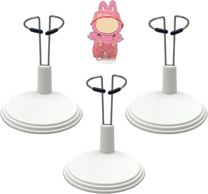 Adjustable Doll Stand - Universal Display Holder for 4-8" Dolls, Action Figures & Plush Toys Creative Storage Stand for Keep your Doll in a standing position (White, 3PC)