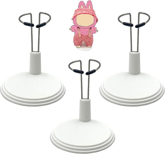 Adjustable Doll Stand - Universal Display Holder for 4-8" Dolls, Action Figures & Plush Toys Creative Storage Stand for Keep your Doll in a standing position (White, 3PC)
