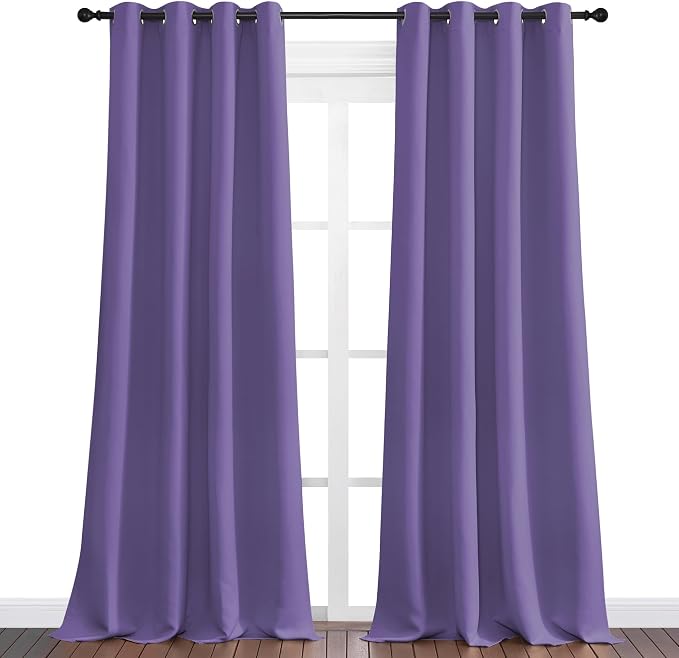 NICETOWN Lilac Purple Blackout Curtains 108" Long, 55" Wide, 2 Pieces for Office, Dining, Guest Room - Sound Reducing, Heat and Cold Block Panels for Modern Decorative
