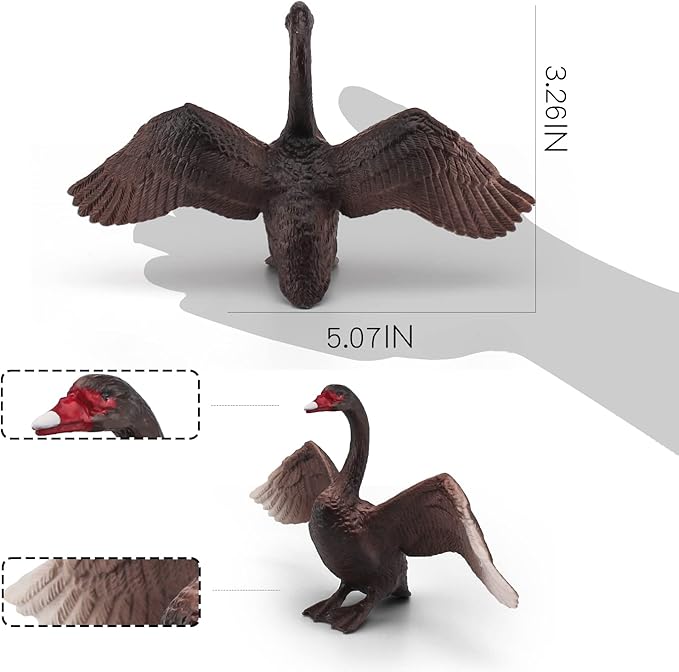 LC JoyCre 5 Inch Big Black Goose Toy Black Swan Figurine Swan Toy Animal Figure for Toddlers Preschool Animals Figures Eduactional Project Diorama Model for Kids 3 4 5 6