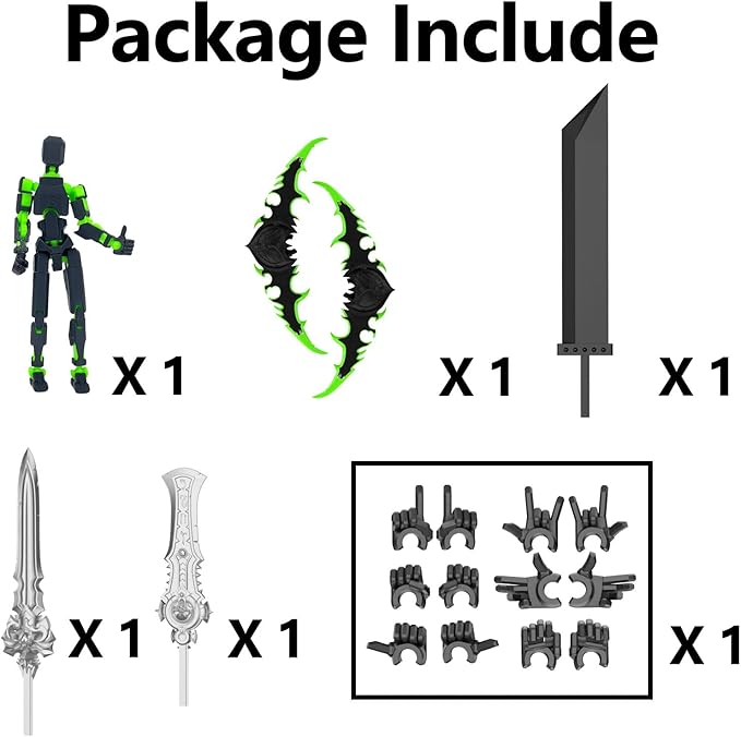 (Assembly Completed) 3D Printed Action Figure，T13 Robot Action Figure, T13 Collectible Action Figure Articulated, for Collectors Desktop Decorations ((Black Green))