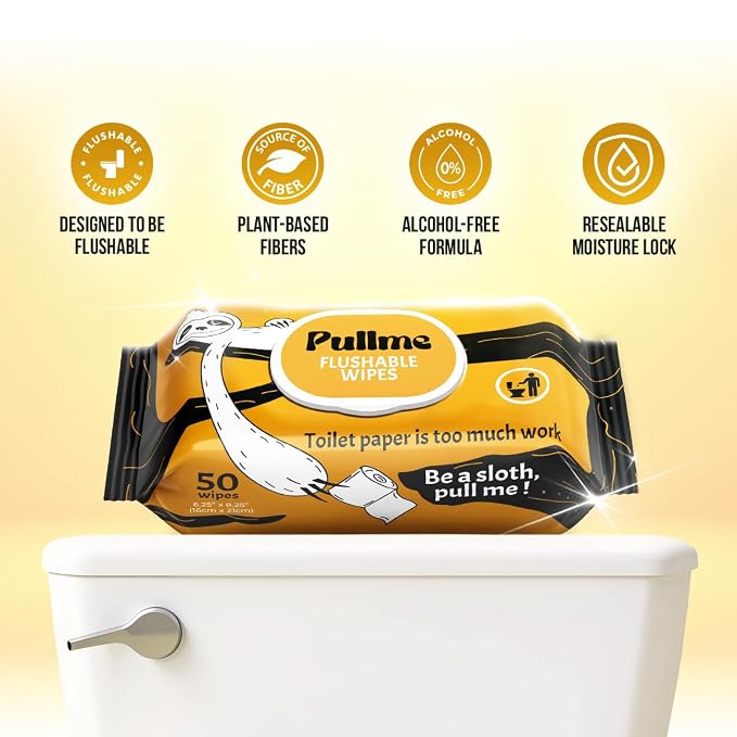 Pack of 6, 300 Counts - Flushable Wipes For Adults, Woman, Man, Family - Travel, Toilet, Bathroom Wipes Flushable Pack - Vitamin E & Aloe - Sewer & Septic Safe