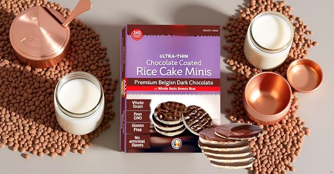 Ultra-Thin Dark Chocolate Rice Cake Minis, Belgian Whole Grain, Gluten Free, Non-GMO, 100 Calorie Packs, Kosher