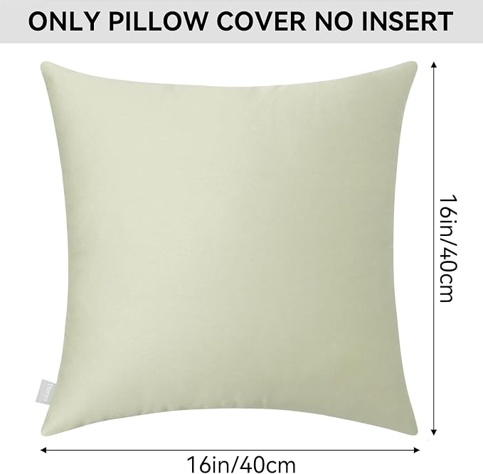 Thmyo 4-Pack 100% Cotton Comfortable Solid Decorative Throw Pillow Case Square Cushion Cover Pillowcase Sublimation Blank Pillow Covers DIY Throw Pillowcase for Sofa Bedroom(16x16 inch/ 40x40cm,Beige)