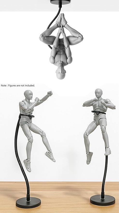 4Pack Action Figure Stand with Magnetic Base –Action Figure Flight Stand with Adjustable Dual-Arm Clip for 6''-7'' Figures – Figurine Stand Compatible with HG RG SD SHF Gundam 1/144 Toy