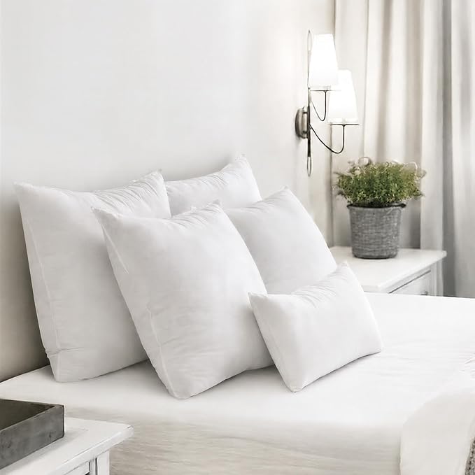 MIULEE Feather Pillow Insert 12x20, Throw Pillow with Cotton Cover | Fluffy and Plump, Decorative Pillows for Sofa Bed Couch, Double-Layer Down-Proof Cotton Cover