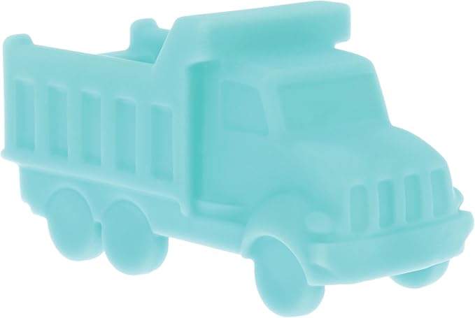 Nuby Vehicle Bath Toys - 5-Pack - Soft, Stackable Toddler Bath Toys - No-Hole Design for Easy Cleaning - 6+ Months - Bulldozer, Excavator, Dump Truck, Ambulance, and Fire Truck