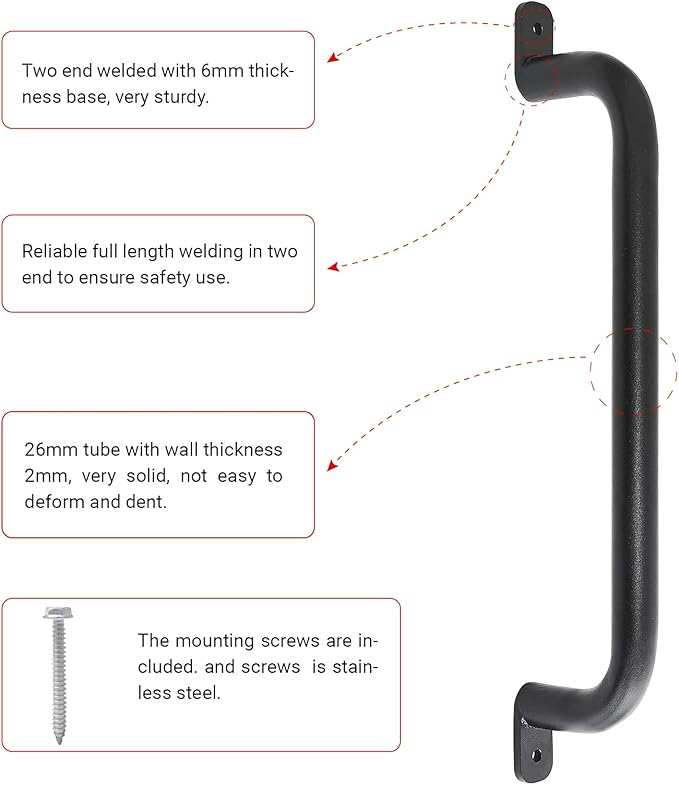 17 Inch Black Playground Accessories Safety Handles Set of 2 - Outdoor Metal Playset Handles, Swing Sets Grab Handle, Kids Safety Rail, Indoor Climbing Monkey Bar for Play Gym, Play Room