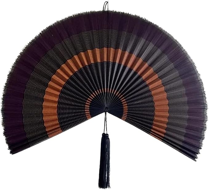 ChumDecor Bamboo Fan Wall Decor, Japanese Wall Fan Decoration, Ebony 40 in | Large Oriental and Asian Style Hanging Decoration for Above the Bed Headboard Dresser or an Empty Living Room Space