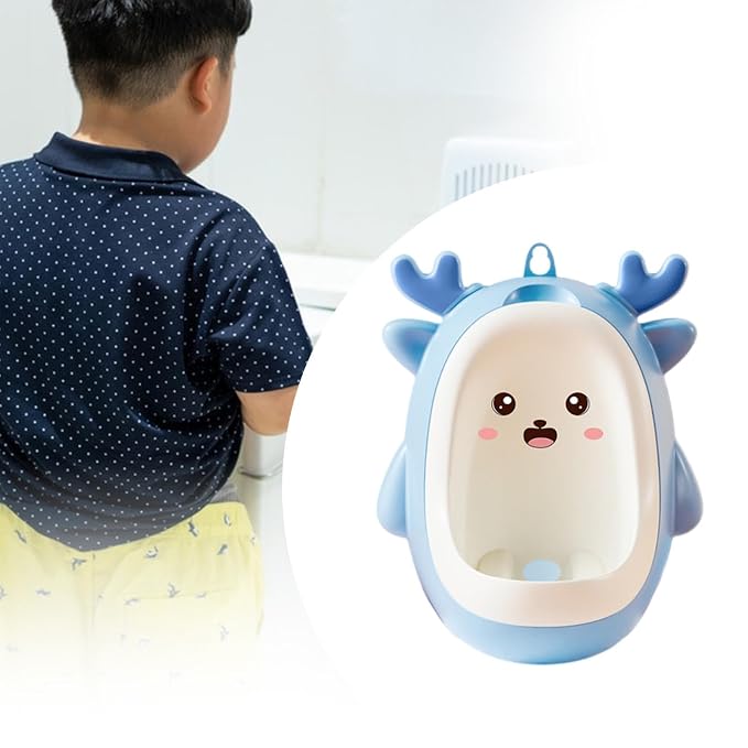 Milageto Dinosaur Potty Trainer Urinal Standing Potty, Cartoon Portable Urinals Toilet Training Hanging Pee Trainer for Child Toddlers, Blue