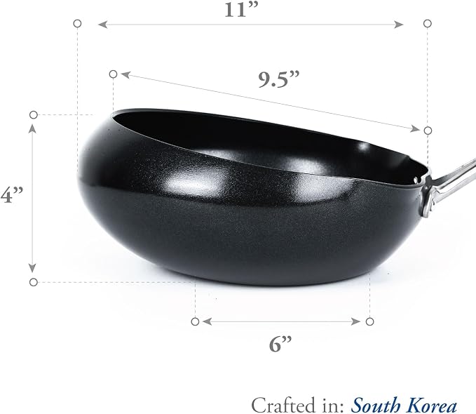 TECHEF - Goody Pan - Wok Stir-fry Pan - PFOA Free, Dishwasher and Oven Safe, Made in Korea (11-in)