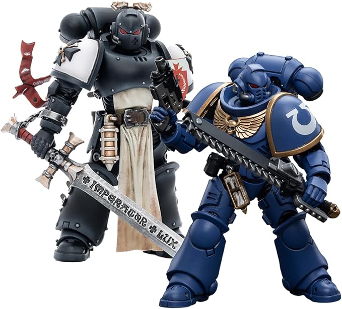 JOYTOY Warhammer 40,000 1/18 Action Figure Black Templars The Emperors Champion Rolantus and Ultramarines Intercessors Warhammer 40K 2PCS Collection Model