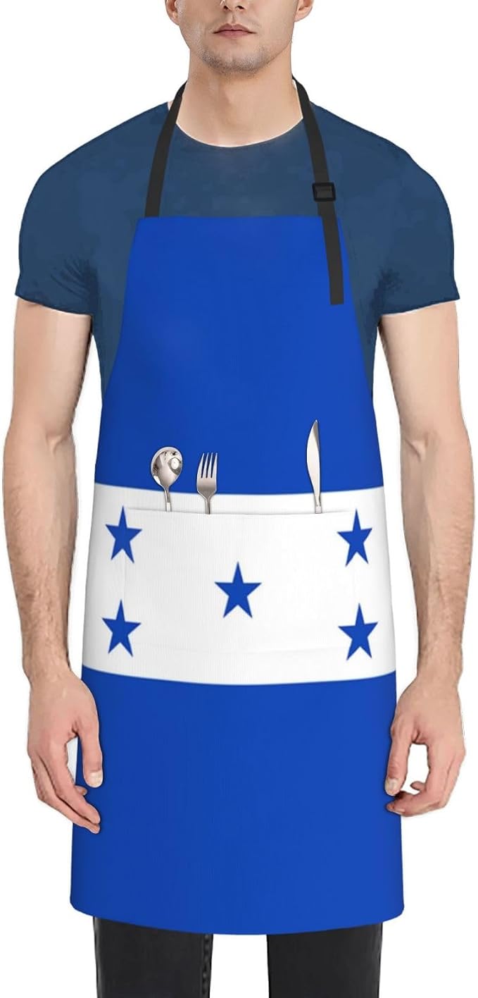 Cute Flag Kitchen Cooking Aprons for Women Men Adjustable Patriotic Flag Apron with 2 Pockets for Home Kitchen Garden