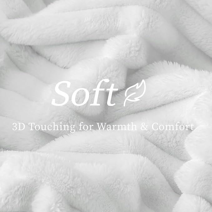 BEDELITE Ribbed Twin Blanket for Couch & Bed, Bright White, 60"x80" | Ultra-Soft Plush Fleece, Cozy, Warm Yet Lightweight, Ribbed Texture, Home Decor, Machine Washable, Giftable, All-Season Use
