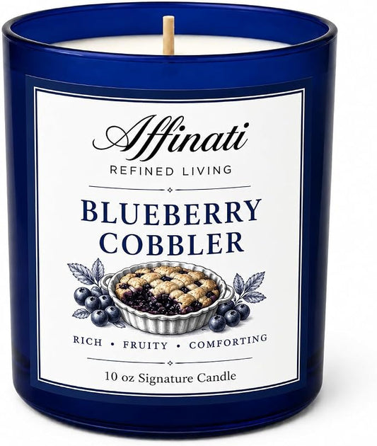 Affinati Blueberry Cobbler 10 oz Scented Candle – Long Lasting Luxury Soy Blend Candle for Home, Strong Scent Throw Wild Berry Fruit Gourmand Bakery Candle, Premium Home Fragrance Gift