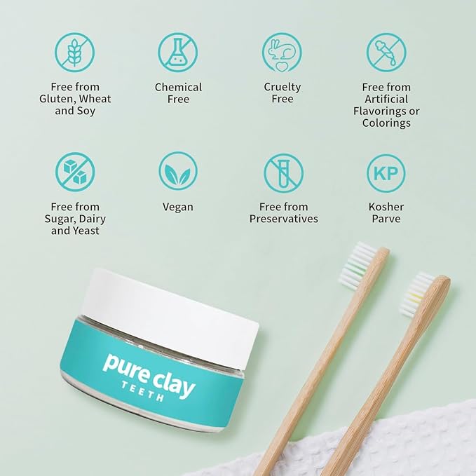 Pure Clay Mineral Tooth Powder Bentonite Clay Food Grade Tooth Powder, Minimalist Calcium Bentonite toothpaste Polish Fluoride Free Toothpaste Alternative Unflavored and unscented. Whitening SLS Free