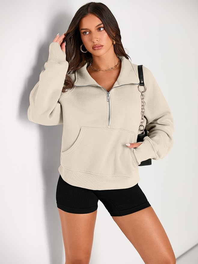 AUTOMET Womens Sweatshirts Half Zip Fleece Pullover Fall Outfits | Fall Fashion Clothes 2026,Cropped Sweatshirts,Cute Y2k Tops,Quarter Zipper Sweater,Winter Loungwear Outfits