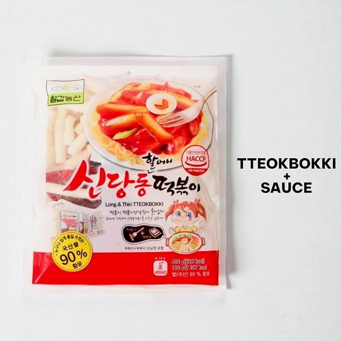Spicy Korean StyleTteokbokki Korean Rice Cakes Long and Thin Tteokbokki with Sauce 400g