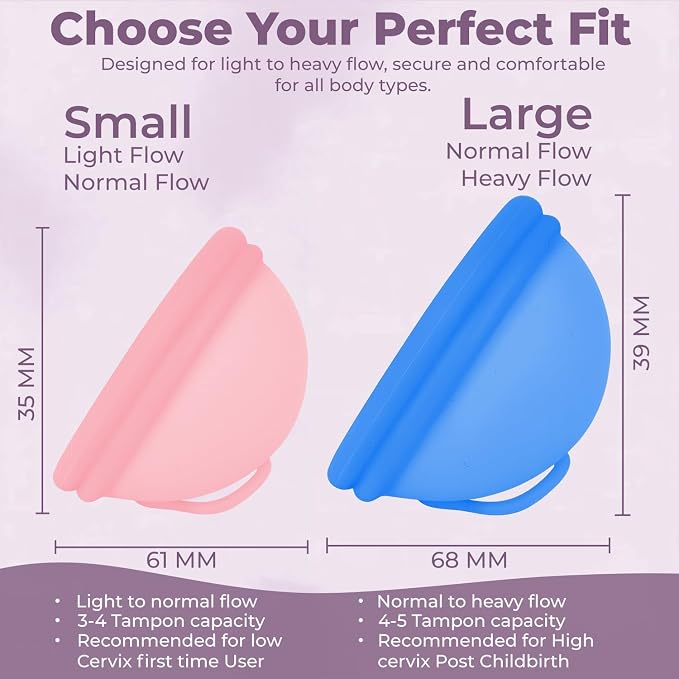 Reusable Menstrual Disc (2 Pack) - Soft Medical Grade Silicone Period Disc for Light & Heavy Flow, Leakproof 12-Hour Protection, Easy Removal, Menstrual Cup, Tampon & Pad Alternative, Two Sizes