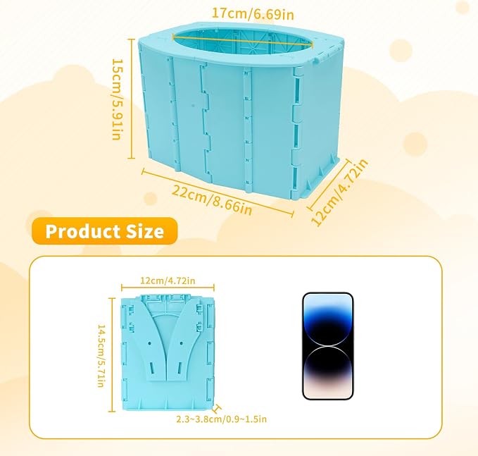 Portable Potty for Toddler Travel, Reusable Foldable Potty Training Toilet with Travel Bag and Liners, On the Go Potty Emergency Toilet for Car, Camping, Indoor, Outdoor