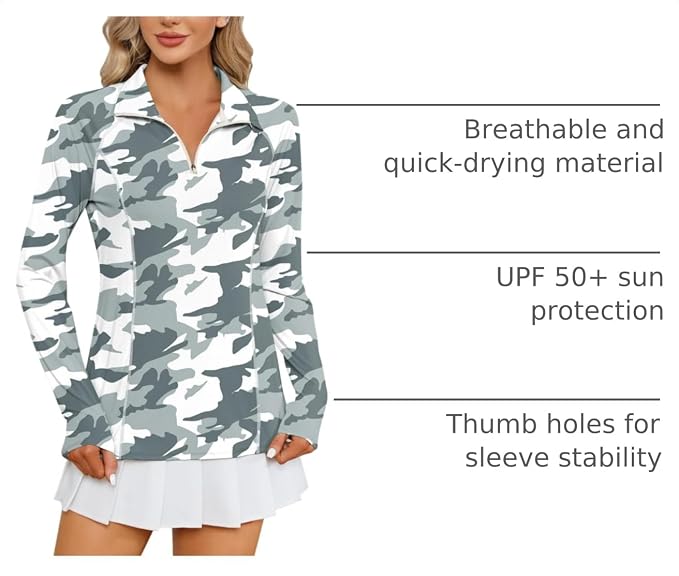 LOMON Women Long Sleeve Shirts Sun Protection 1/4 Zip Summer Quick Dry Hiking Shirts Quarter Zip Pullover for Women