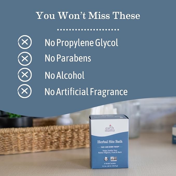 Earth Mama Herbal Sitz Bath Sachets - 6 Count - Soothing Sitz Bath With Witch Hazel & Calendula - Pregnancy & Postpartum Essentials