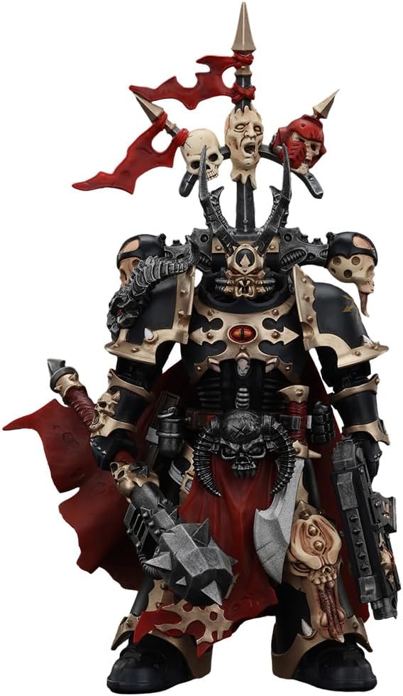 JOYTOY-Warhammer 40,000-1:18-Action Figure-Chaos Space Marines Black Legion Chosen Champion with Bolter and Power Maul-Collection Model Birthday Gifts