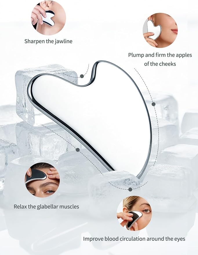 3-in-1 Stainless Steel Gua Sha Massage Tool Set, Muscle Scraper & IASTM Tools for Soft Tissue Mobilization, Myofascial Release, Body Skin Massage, Physical Therapy Sore Muscle Relief with Travel Pouch