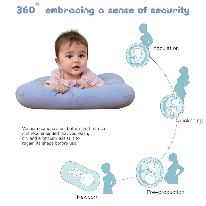 Baby Lounger for Newborn, Bionic Design Baby Lounger, Soft Organic Cotton Breathable Lounger for Infants 0-24 Months (Blue)