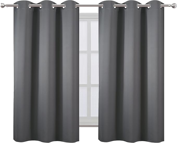 LEMOMO Grey Thermal Blackout Curtains/38 x 54 Inch/Set of 2 Panels Room Darkening Curtains for Bedroom