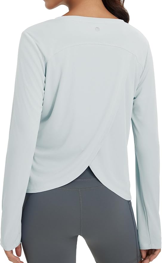 baleaf Women's Long Sleeve Workout Tops Running Sun Shirts Split Back | UPF 50+, Quick Dry, Lightweight, Breathable, Moisture-wicking, SPF, UV, for Athletic, Gym, Hiking, Tennis, Outdoor