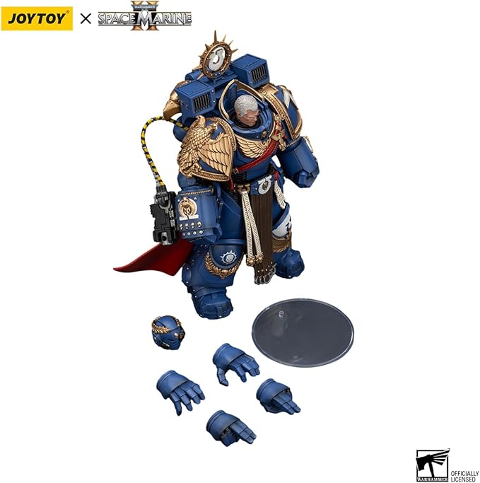 JoyToy Warhammer 40K Ultramarines Marneus Calgar, Chapter Master with MKX Gravis Armour and Gauntlets of Ultramar 1:18 Scale Action Figure Mecha Joy Toy Collection Model 5.3in