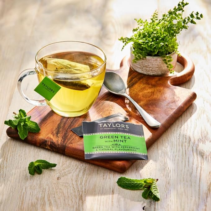 Taylors of Harrogate Green Tea with Mint, Individually Wrapped Bags, 20 Count (Pack of 1), Refreshing, Light & Lively, Caffeinated, Enjoy Hot or Iced, 20 Teabags