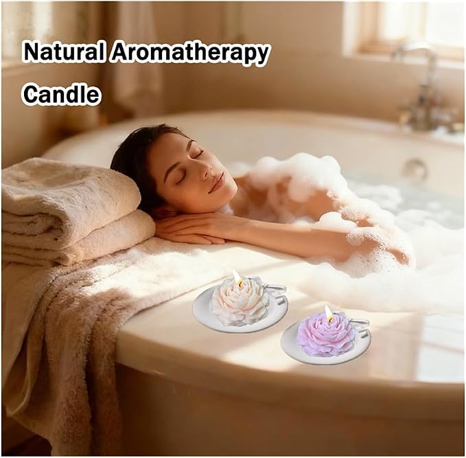 Peony Candles Gifts for Women, Soy Wax Aromatherapy Candle, Room Decor Cute Flower Shaped Scented Candles (Champagne+Pink)