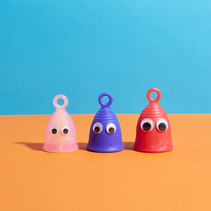 Peachlife Silicone Ring Menstrual Cup with Loop Pull Stem Handle - Reusable for 10 Years - Medium Size, Extra Firm Peachcup