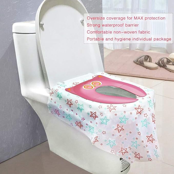 20 Pack Toilet Seat Covers Disposable, Extra Large XL Portable Potty Seat Covers for Potty Training or Home Travel Public Toilet Use(with Stick Tape,Individually Wrapped)