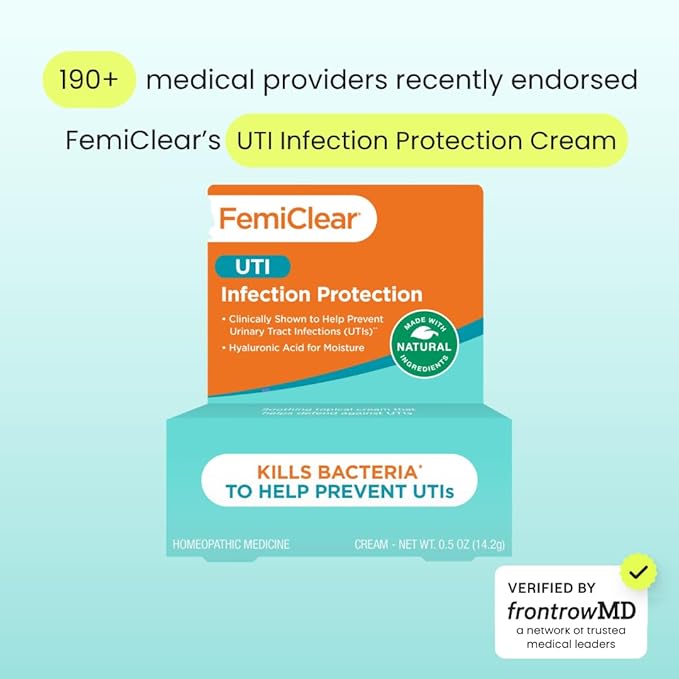 FemiClear UTI Infection Protection Vulva Cream, 0.5 Oz | Helps Protect Against Urinary Tract Infections, Balancing, Moisturizing & Hydrating Care, Natural & Organic Ingredients