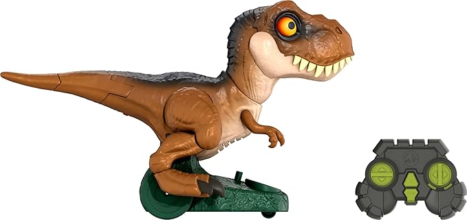Mattel Jurassic World Roarin’ Frenzy T Rex RC Toy, Motorized Remote Control Tyrannosaurus Rex Dinosaur, Multiple Movement Modes & Sounds