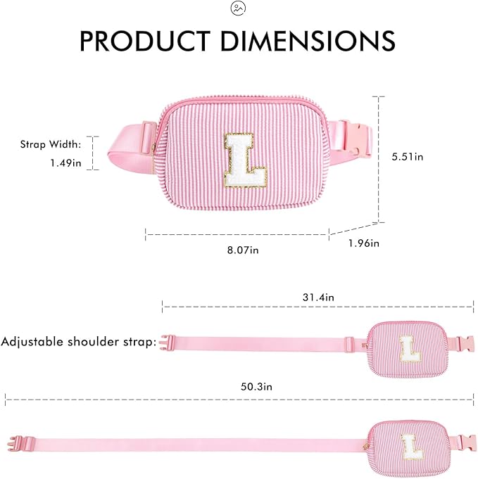 YOOLIFE Initial Crossbody Bag Belt Bag | Fanny Pack Birthday Gifts for Daughter Sister Friends | Gift for Teen Girls | Personalized Gifts for Women | Belt Bag Fanny Pack for Girls Pink C