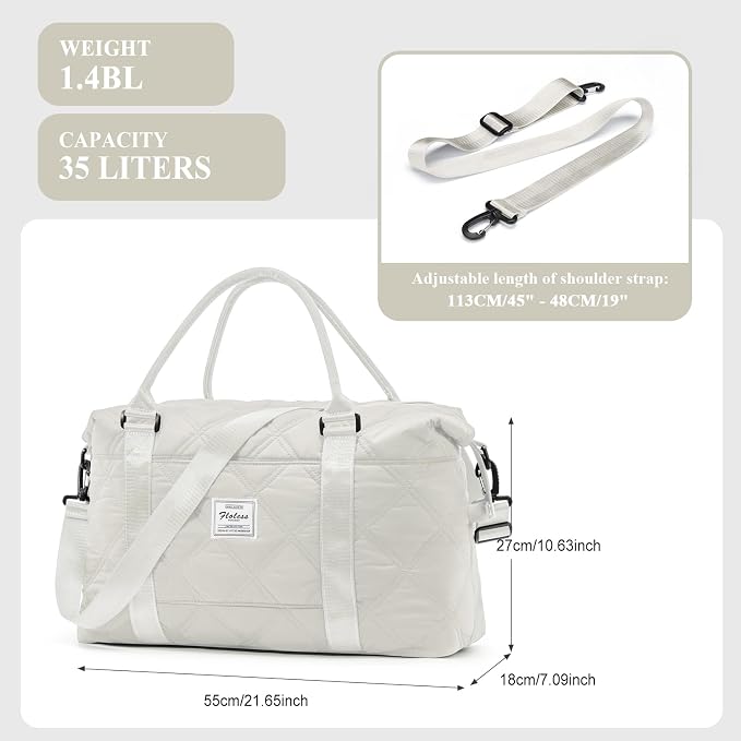 Travel Duffel Bag, Carry On Overnight Weekender Bags for Women | Travel Bag with Wet Pocket & Trolley Sleeve, For Spirit Airlines 18x14x8 Personal Item Bag