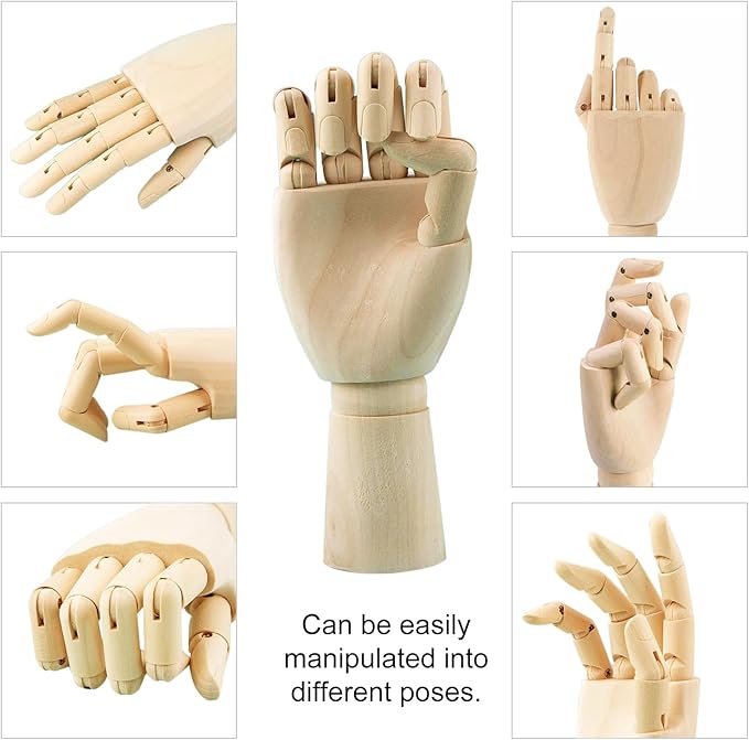 2 Pack 12" Drawing Mannequin,12" Hand Model,Wooden Manikin Body Figures Gifts for Artists,Poseable Art Mannequin Figure Dolls,Wood Statue Sculpture Decor Animation Drawing Tools
