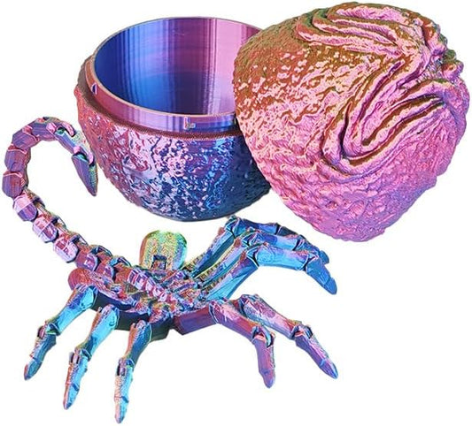 3D Printing one-Piece Articulated Movable face-Hugging Bug Alien Bug Egg Toy Desktop Decoration, Creative Ornaments, Adults Fidget Toys (Red and Blue - Facehugger + Alien Eggs)